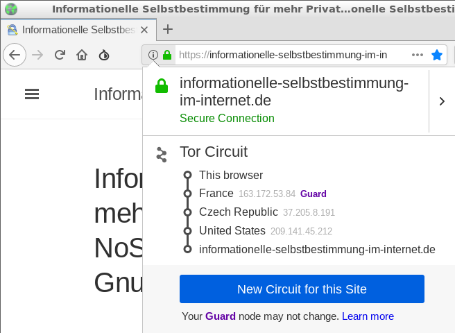 Tor-Knoten im Tor Browser